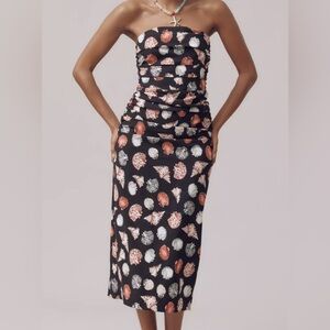 Anthropology Soleil Magic Fabric Strapless Ruched Dress, Size Small Petite